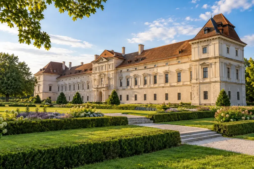 KI-generierte fotorealistische Ansicht: Schloss Neugebäude in Simmering